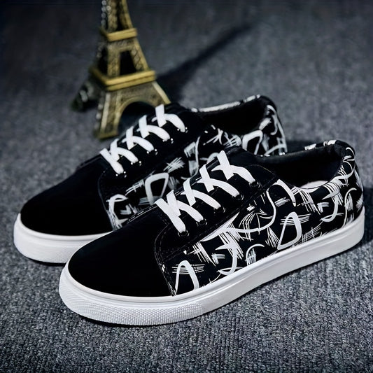 Men's Striped Low Top Canvas Skate Shoes Casual Outdoor Sneakers