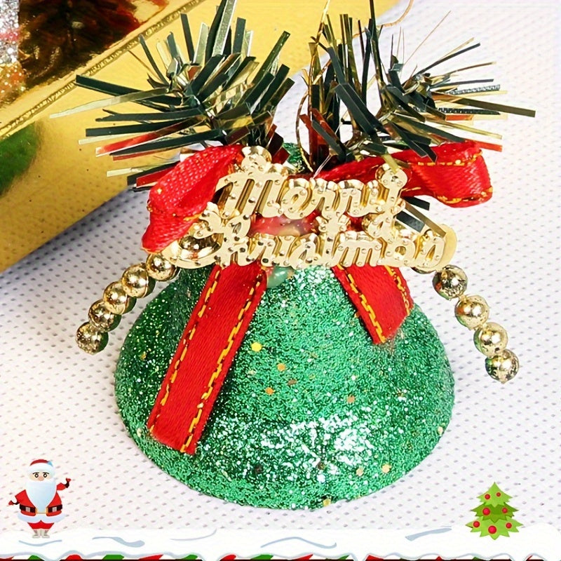 6pcs Christmas Bells Decorations Colored Powder Coated Plastic Bells