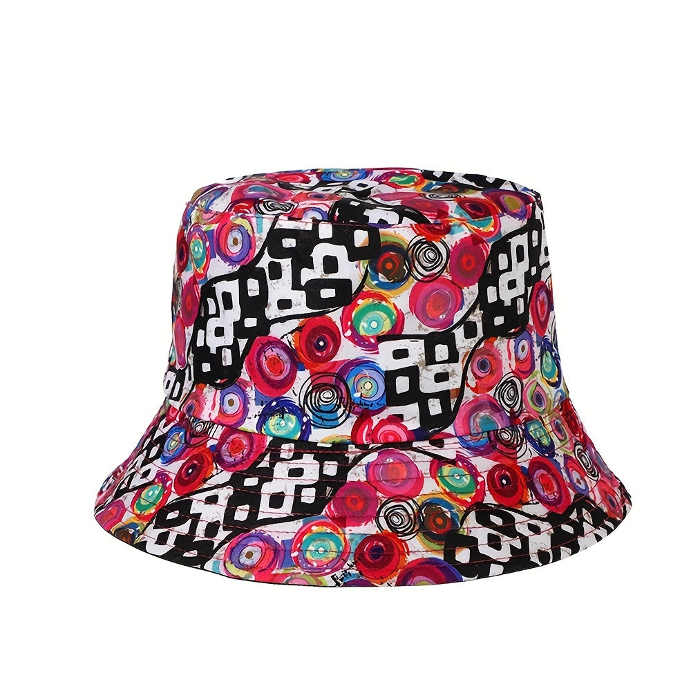Geometric Graphic Sunshade Bucket Hat Double-Sided Sun Hat