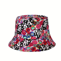 Geometric Graphic Sunshade Bucket Hat Double-Sided Sun Hat