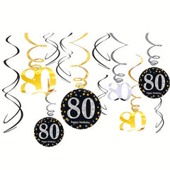 18pcs 80th Birthday PVC Spiral Hanging Decoration