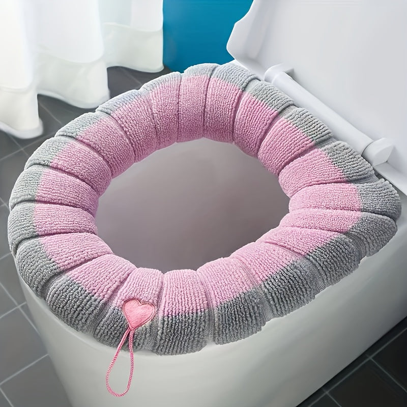 Thickened Knitted Toilet Seat Cover with Handle