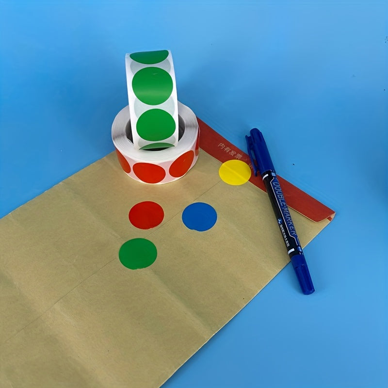 2 Round Colored Stickers Dot Adhesive Film Roll Packaging Label