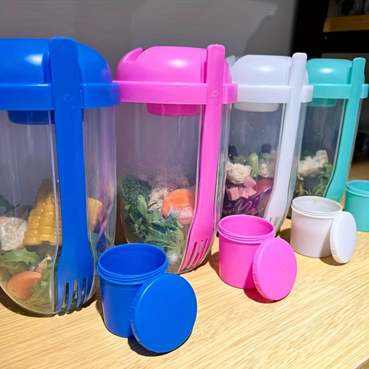 Thickened Transparent Salad Cup with Fork, Portable Breakfast Cup, Office Use