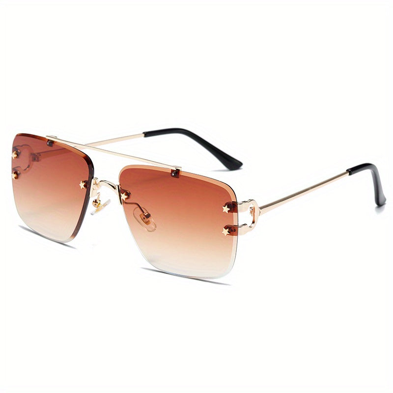 Rimless Sunglasses Star Decor Metal Glasses UV400