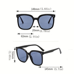 Oversized Cat Eye Sunglasses Square Frame Rivet Decor UV400