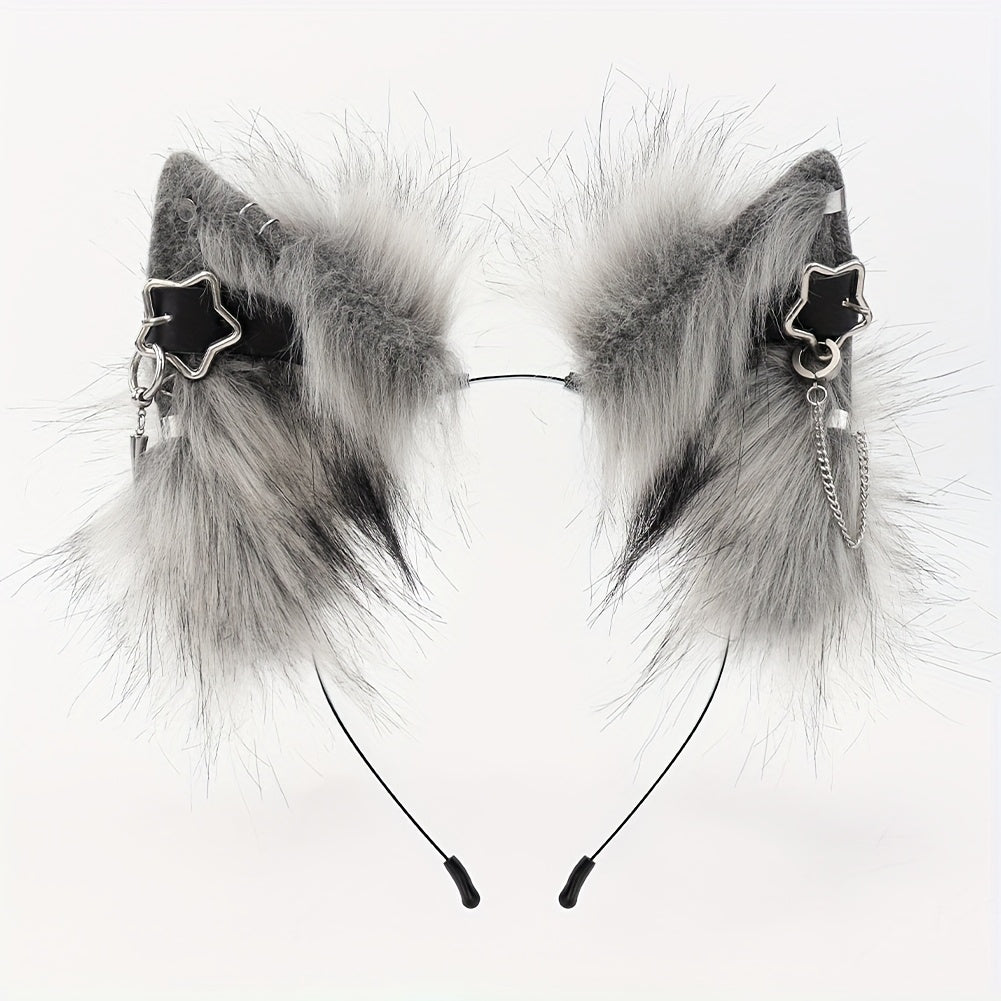 Plush Detachable Ears Headband Punk Style Cosplay Hair Accessories