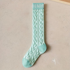 Letter Print Thigh High Socks Textured Over The Knee Stockings