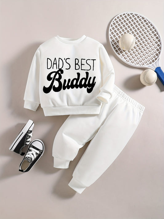 Baby Boy Casual Suit Letter Print Graphic Sweatshirt Pants Set Kids Clothes