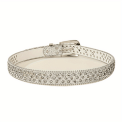 Sparkling Silvery Rhinestone Hip Hop Belt