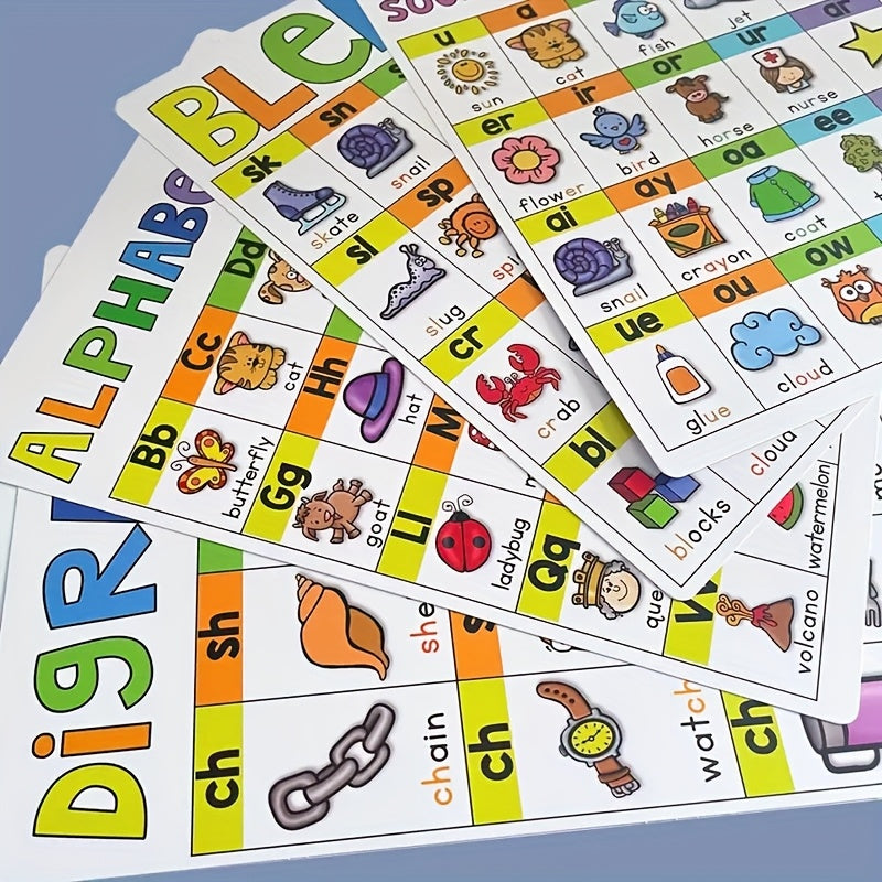 English Children's Education Poster Natural Spelling Vowel Consonant Letter