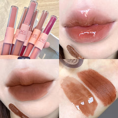 Double Ended Lustrous & Matte Lip Glaze, Translucent Lip Tint - 6 Colors