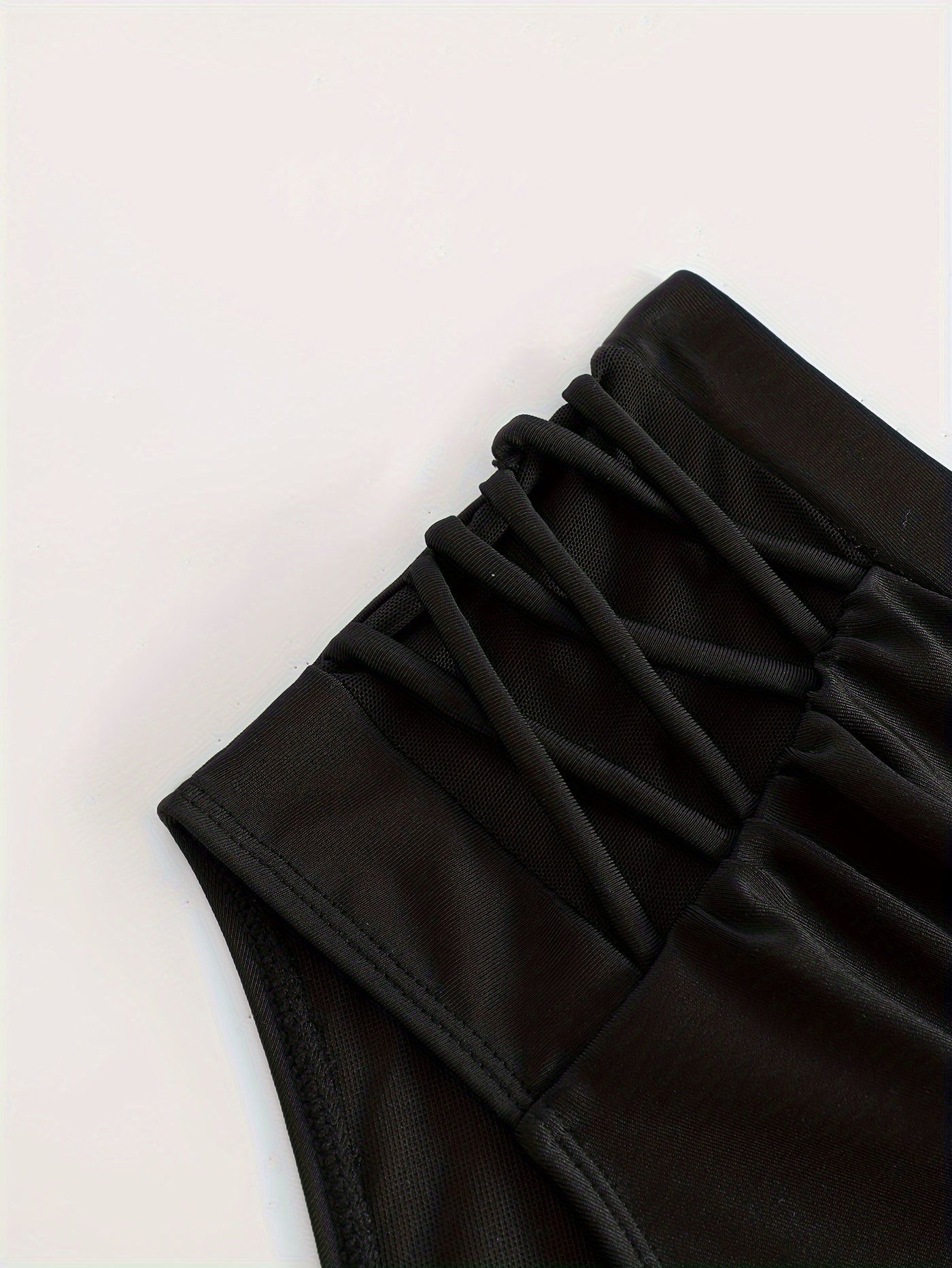  Solid Lace Up Ruched High Rise Swimwear Panty