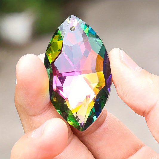 Rainbow Horse Eye Oval Crystal Faceted Prism Glass Charm Curtain Sun Catcher Cha