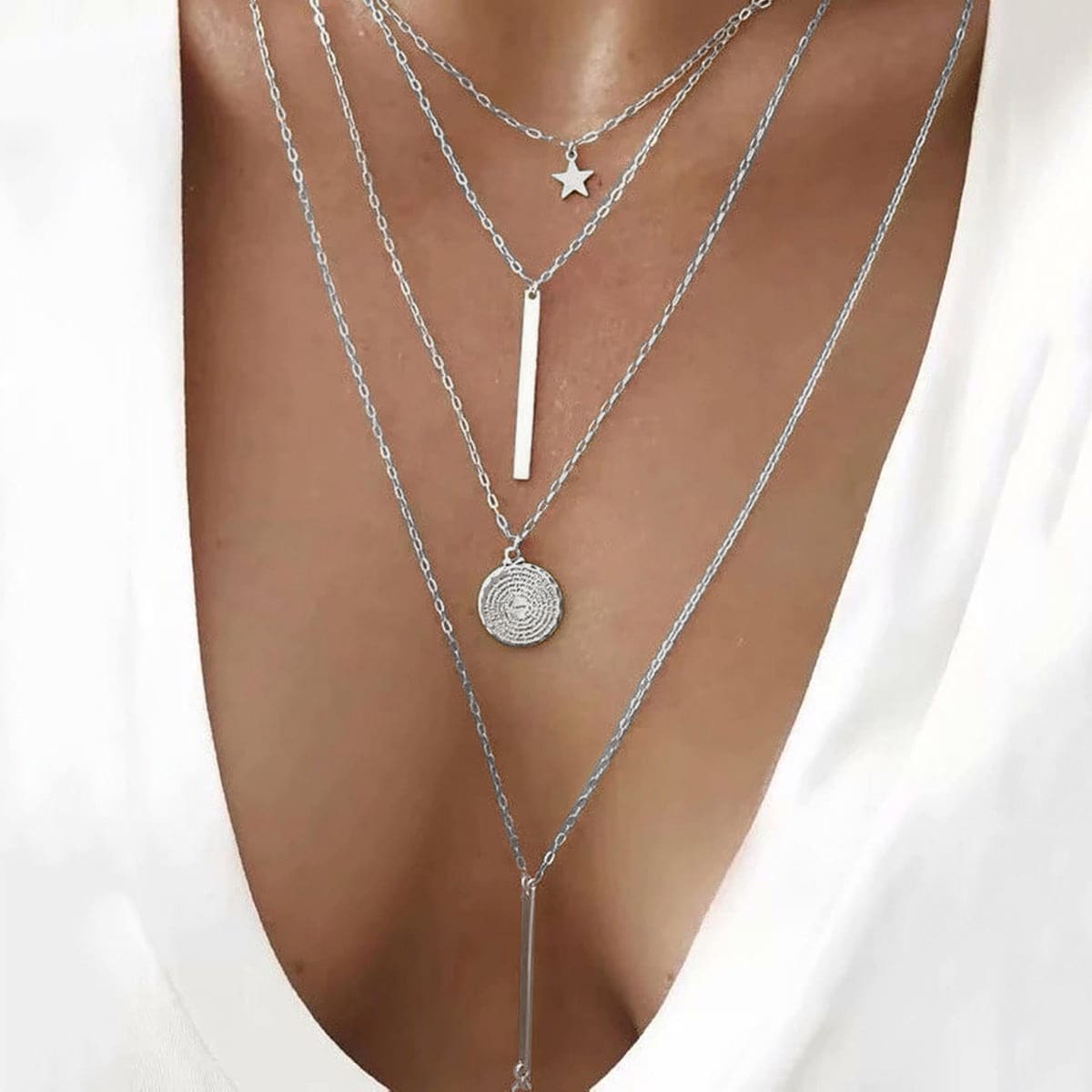 Women's Star Layer Necklace 18K Plated Jewelry
