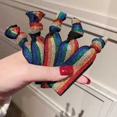 10pcs Rainbow Hair Rope Tie Hair Leopard Leather Band Head Rope