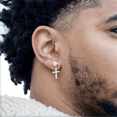Men's Unisex Zirconia Cross Stud Earrings Hip Hop Punk Pendant Accessories