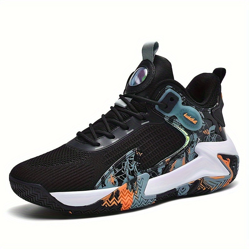 Men's Block Basketball Shoes Comfy Breathable Lace Up Sneakers
