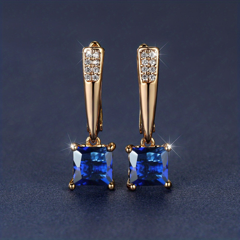Emerald Earrings 18K Plated Ornament For Women Daily Decor Jewelry