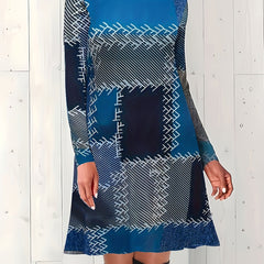 Colorblock Graphic Print High Neck Dress
