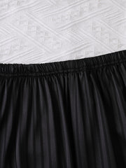 Striped Satin Lounge Set Long Sleeve Top & Pants Women's Loungewear