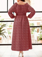  Casual Allover Print Long Sleeve Maxi Dress