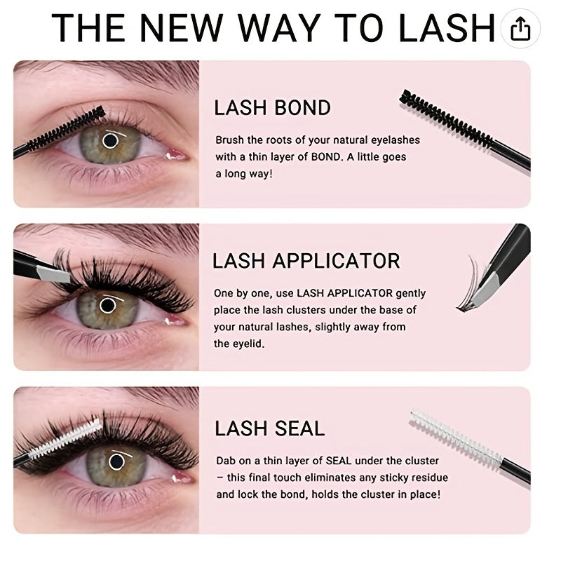 144 Pcs Cluster Eyelash Extension Kit D Curl Volume Wispy Lashes