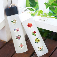 100pcs Rose & Tulip Flower Stickers Vibrant Mixed Colors Self Adhesive Decals