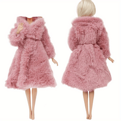 Multicolor Long Sleeve Jacket Fur Coat Winter Set for Dolls