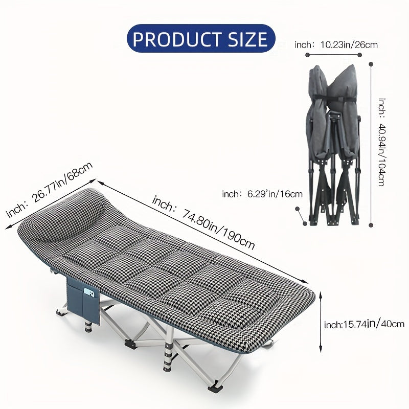 Outdoor Folding Bed Houndstooth Comfortable Office Nap Single Person