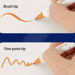 10pcs Metallic Glitter Marker Pens Dual Tip Brush And Fine Point Pens