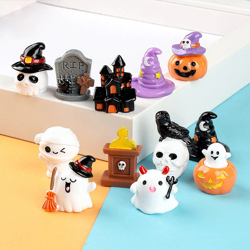 5pcs 3D Halloween Ghost Skull Pumpkin Resin Patch for DIY Craft Making