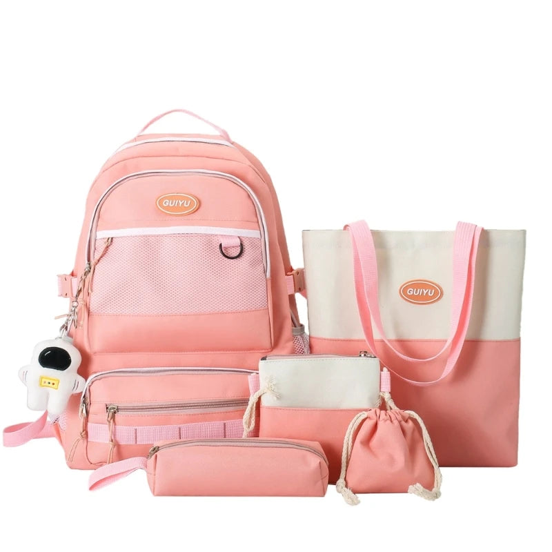 5pcs Backpack with Pendant Shoulder Bag Handbag Pencil Case Drawstring Bags