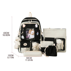 5pcs Backpack with Shoulder Bag Handbag Pencil Case Drawstring Bags for Teens