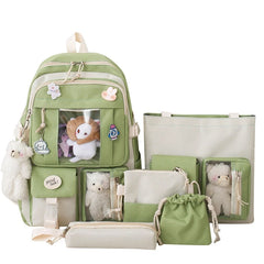 5pcs Backpack with Shoulder Bag Handbag Pencil Case Drawstring Bags for Teens