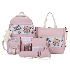 5pcs Bookbag Pocket Backpack with Shoulder Bag Pencil Case Drawstring Bags