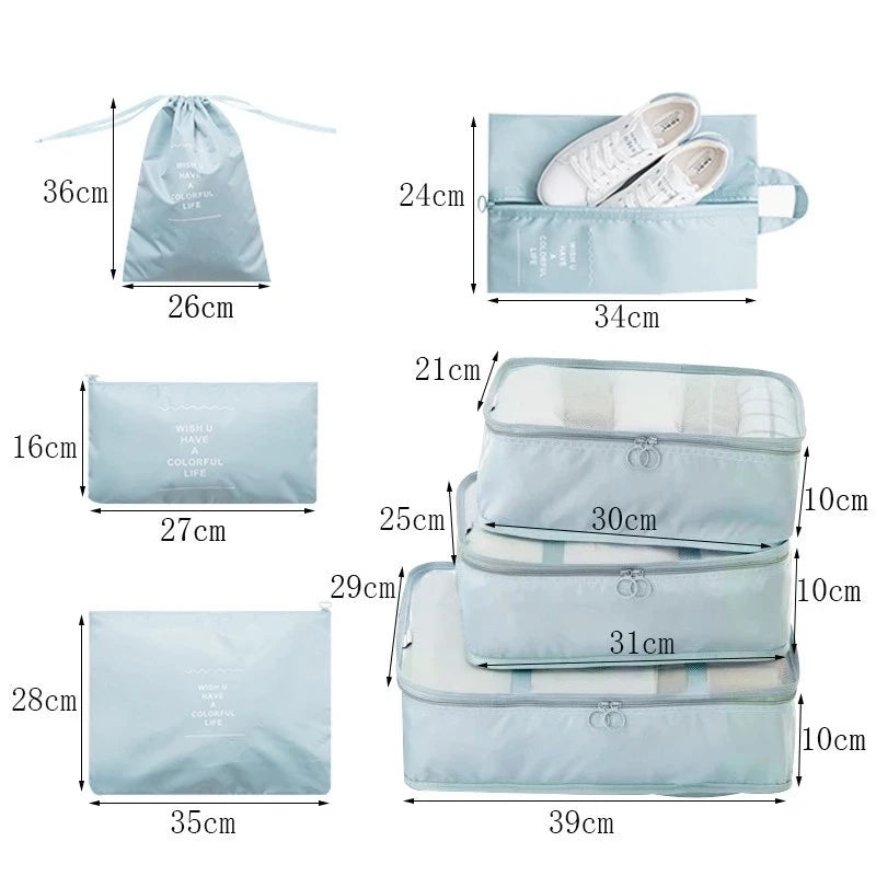 6/7Pcs/Set Baggage Packing Cube Travel Bags Large Partition Pouch