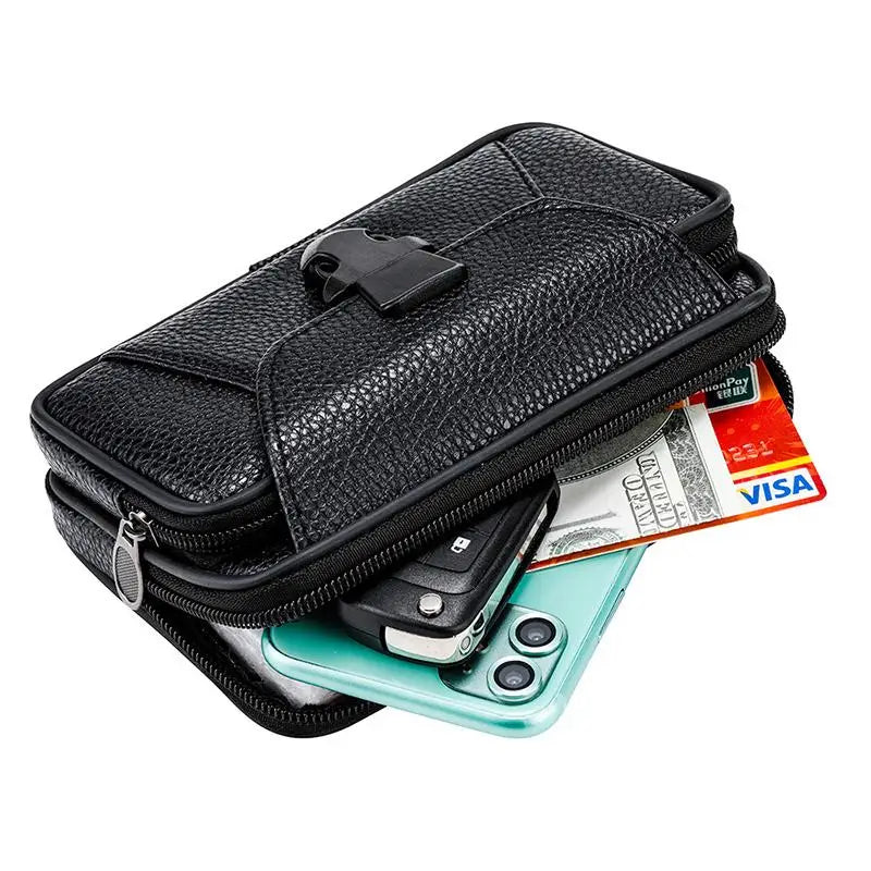 6.8in Waist Packs Mobile Phone Bag Leather Outdoor Sport Phone Pouch