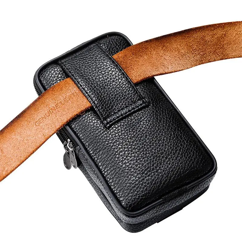 6.8in Waist Packs Mobile Phone Bag Leather Outdoor Sport Phone Pouch