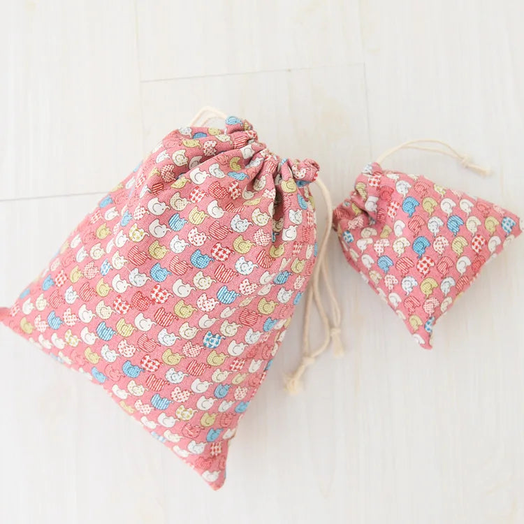 Casual Women Cotton Drawstring Shopping Bag Eco Reusable Grocery Storage