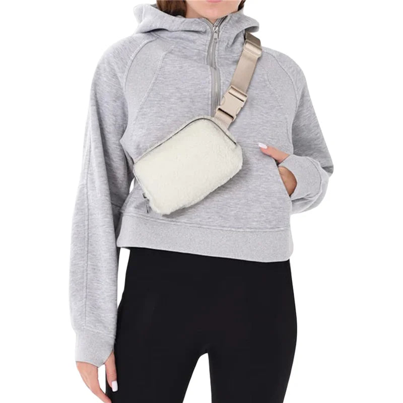 6 Colors Outdoor Waist Bag Soft Plush Fanny Pack for Men Women