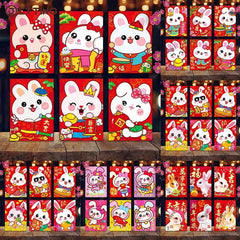 6 Pcs Chinese Rabbit Year Hongbao Mini Cartoon Red Envelopes
