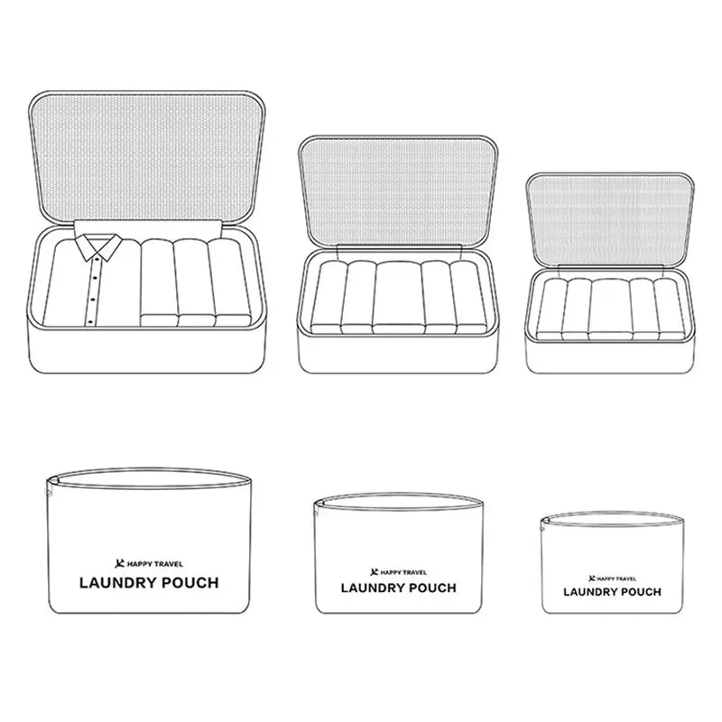 6-Piece Travel Organizer Storage Bags Set Zipper Clothing Pouch Carry Case