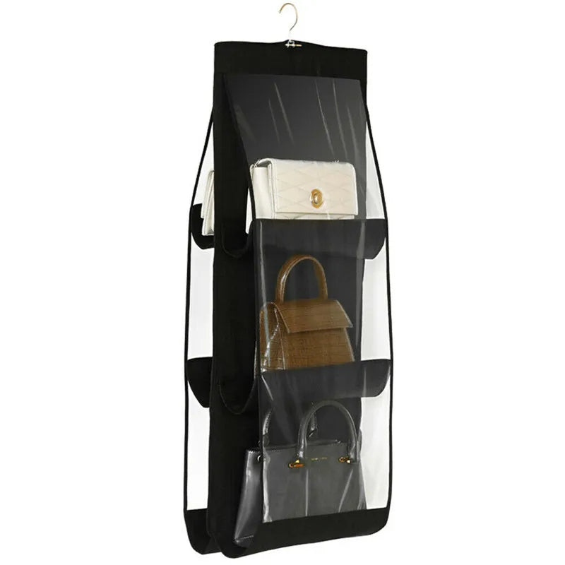 6 Pocket Folding Hanging Large Handbag Purse Storage Holder Anti-dust