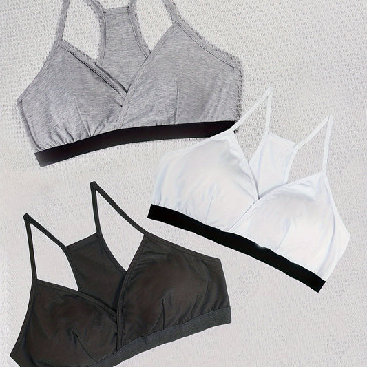 3 Pack Plus Size Sports Bras Set Seamless Racer Back Yoga Bras