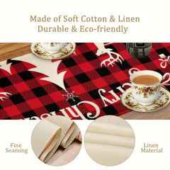 Christmas Linen Table Mat Runner for Indoor/Outdoor Decoration