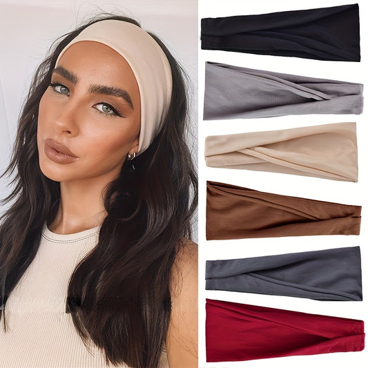 Boho Solid Elastic Headband Vintage Hair Band for Yoga