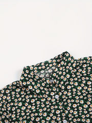  Women's Ditsy Print Button Up Blouse