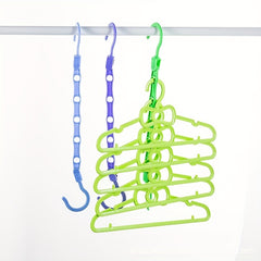 4pcs Plastic Space Saving Hangers 5 Slots Closet Organizer Wrinkle Clothes