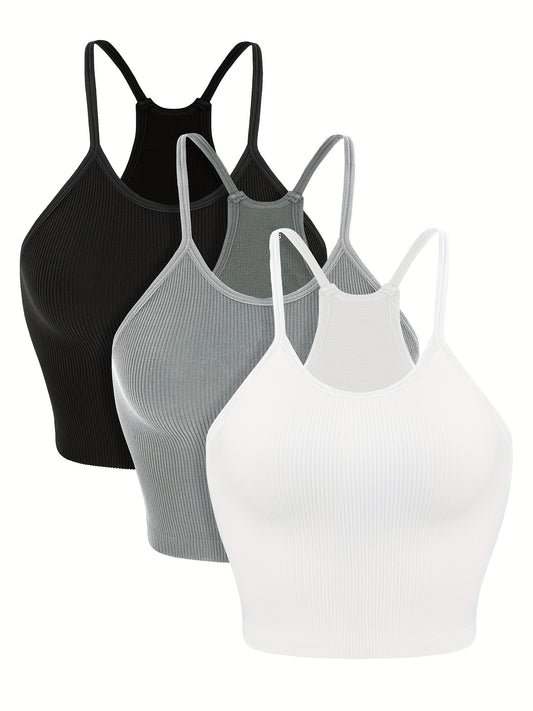 Women's Seamless Ribbed Camisole Racerback Crop Top
